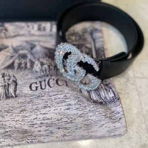 GUCCI - Rhinestone GG Belt - Size 85